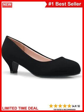 Kitten Heel Pumps Closed Toe Dress Work Party Low Heeled Shoes